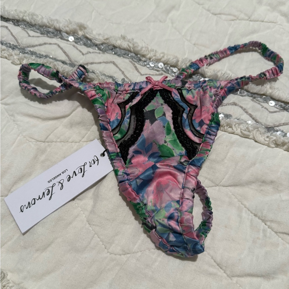For Love & Lemons Floral Pink Green Blue String Thong